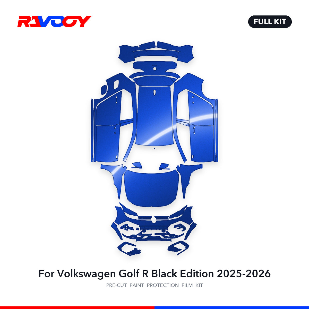 Full vehicle PPF pattern for 2025-2026 Volkswagen Golf R Black Edition