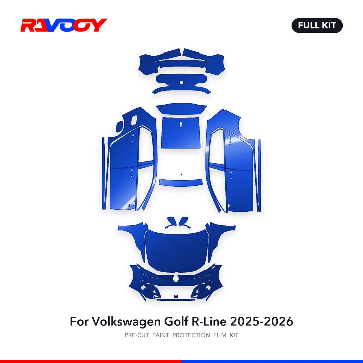Full vehicle PPF pattern for 2025-2026 Volkswagen Golf R-Line
