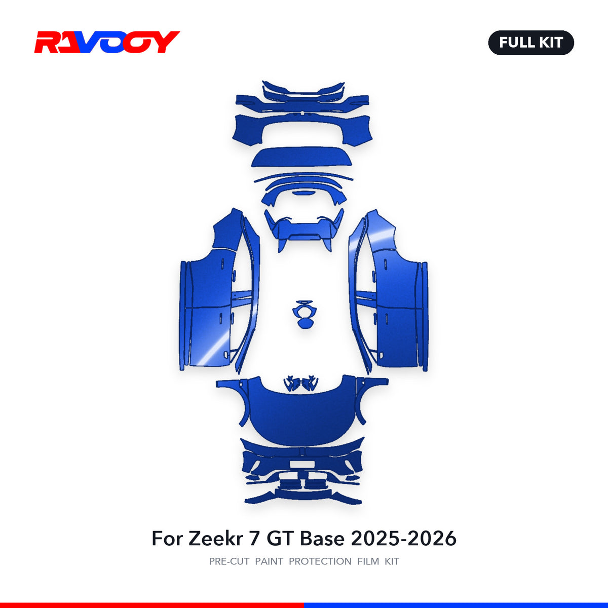 Full vehicle PPF pattern for 2025-2026 Zeekr 7 GT Base