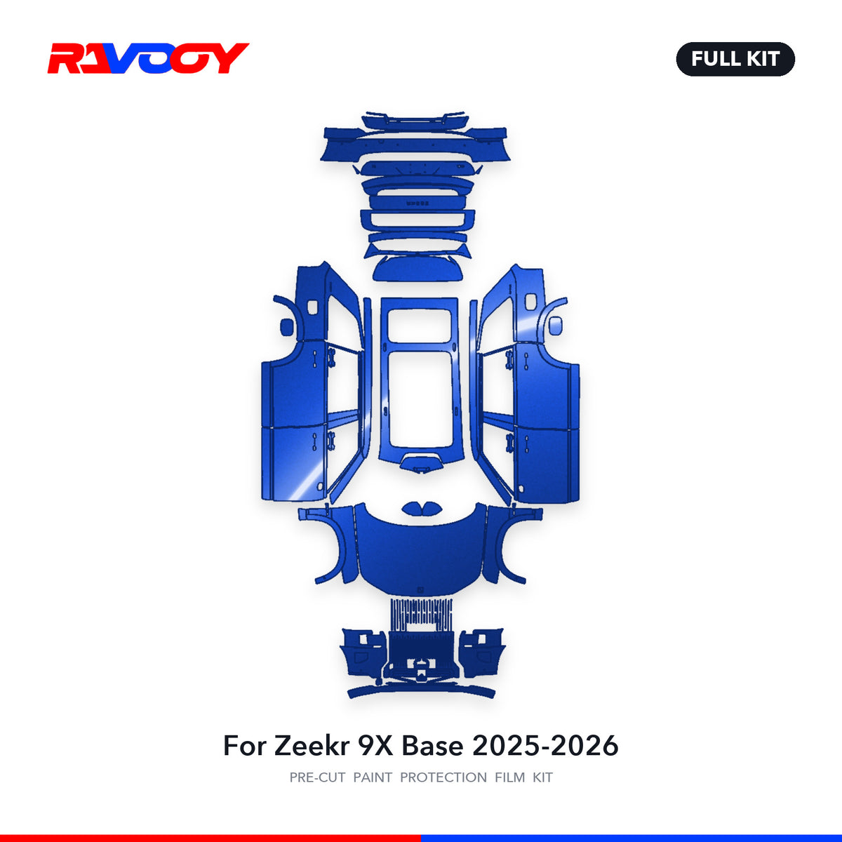 Full vehicle PPF pattern for 2025-2026 Zeekr 9X Base