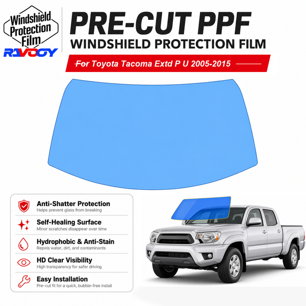 RAVOOY pre-cut front windshield protection film for Toyota Tacoma Extd P U 2005-2015