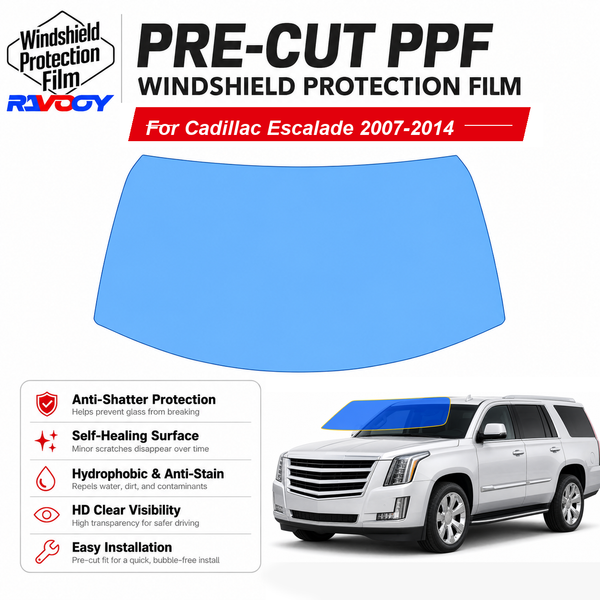 RAVOOY pre-cut front windshield protection film for Cadillac Escalade 4D SUV 2007-2014