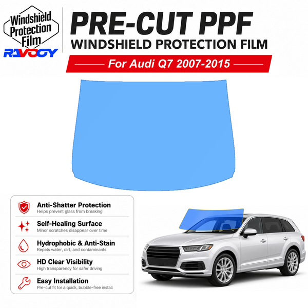 RAVOOY pre-cut front windshield protection film for Audi Q7 4D SUV 2007-2015
