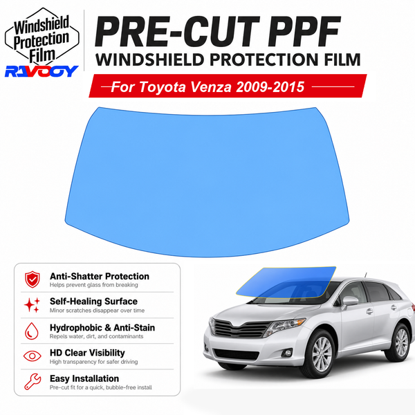 RAVOOY pre-cut front windshield protection film for Toyota Venza 4D SUV 2009-2015