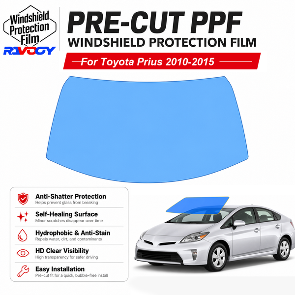 RAVOOY pre-cut front windshield protection film for Toyota Prius 4D HB 2010-2015