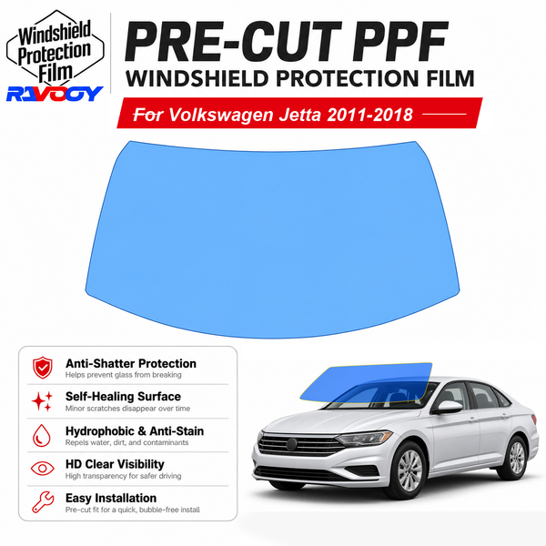 RAVOOY pre-cut front windshield protection film for Volkswagen Jetta 4D Sdn 2011-2018