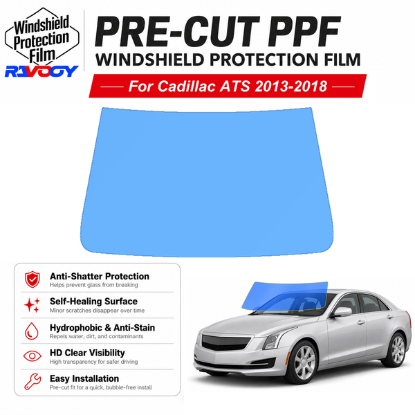 RAVOOY pre-cut front windshield protection film for Cadillac ATS 4D Sdn 2013-2018