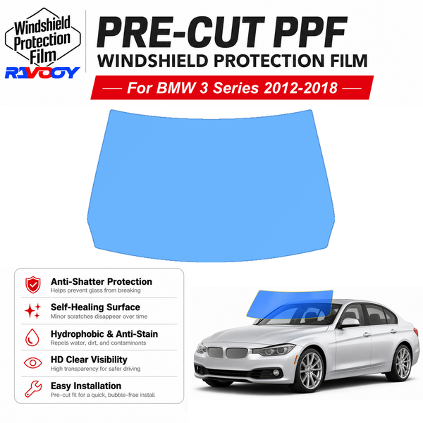 RAVOOY pre-cut front windshield protection film for BMW 3 Series 4D Sdn 2012-2018