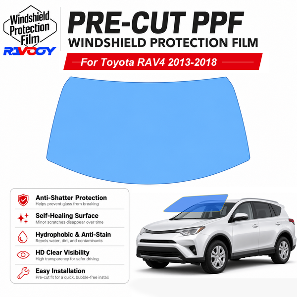 RAVOOY pre-cut front windshield protection film for Toyota RAV4 4D SUV 2013-2018