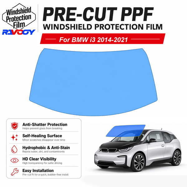 RAVOOY pre-cut front windshield protection film for BMW i3 4D HB 2014-2021