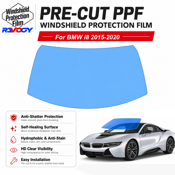 RAVOOY pre-cut front windshield protection film for BMW i8 2D Cpe 2015-2020