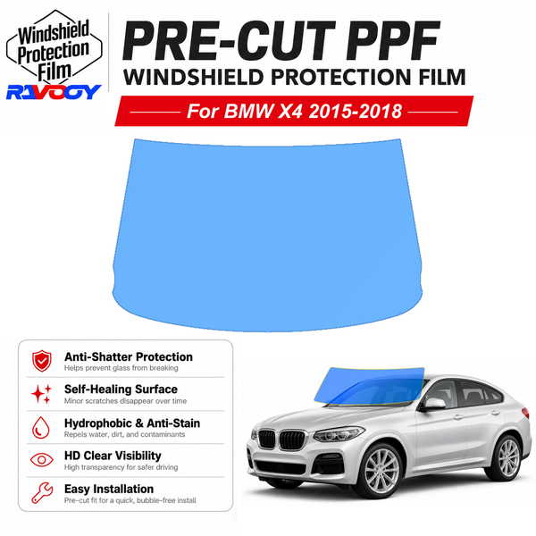RAVOOY pre-cut front windshield protection film for BMW X4 4D SUV 2015-2018