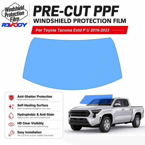 RAVOOY pre-cut front windshield protection film for Toyota Tacoma Extd P U 2016-2023
