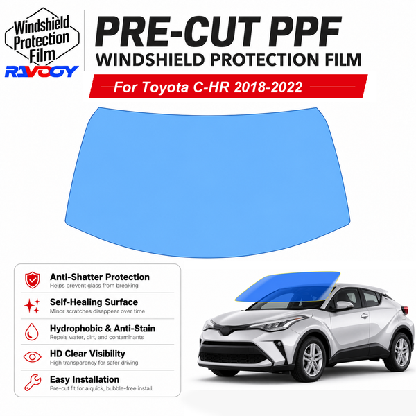 RAVOOY pre-cut front windshield protection film for Toyota C-HR 4D HB 2018-2022