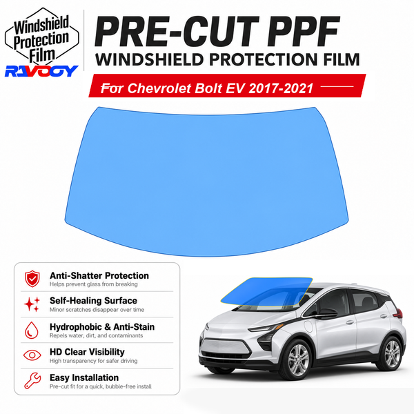 RAVOOY pre-cut front windshield protection film for Chevrolet Bolt EV 4D HB 2017-2021