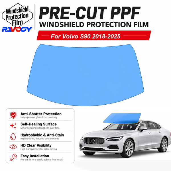RAVOOY pre-cut front windshield protection film for Volvo S90 4D Sdn 2018-2025