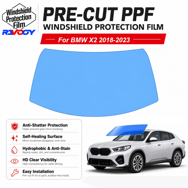 RAVOOY pre-cut front windshield protection film for BMW X2 4D SUV 2018-2023