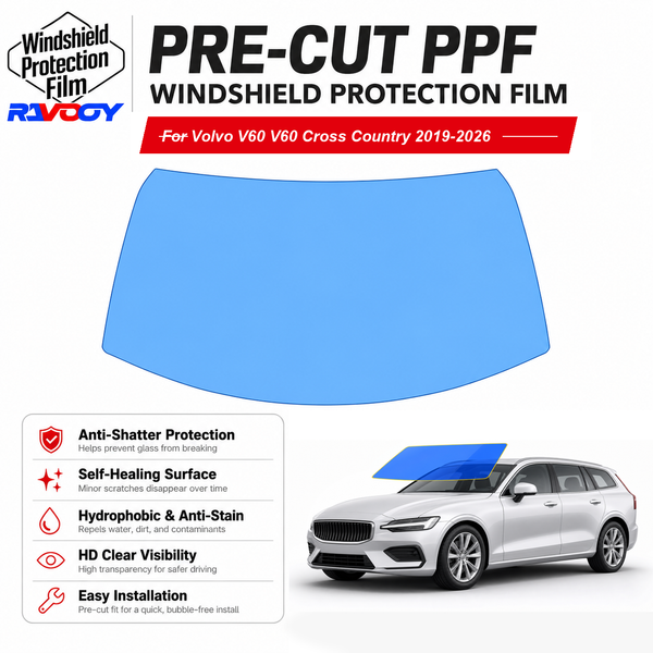 RAVOOY pre-cut front windshield protection film for Volvo V60 V60 Cross Country 4D SW 2019-2026