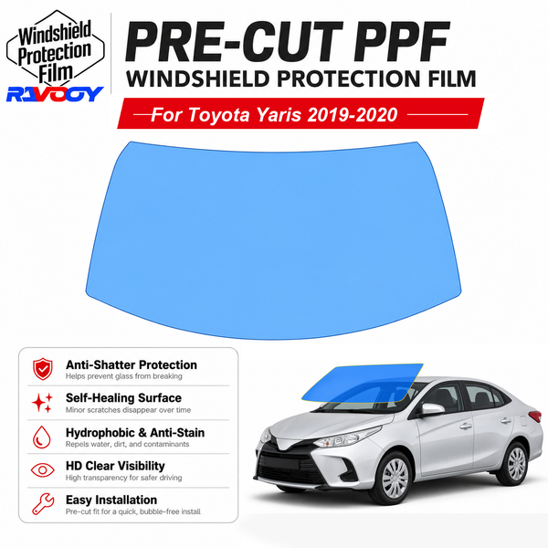 RAVOOY pre-cut front windshield protection film for Toyota Yaris 4D Sdn 2019-2020