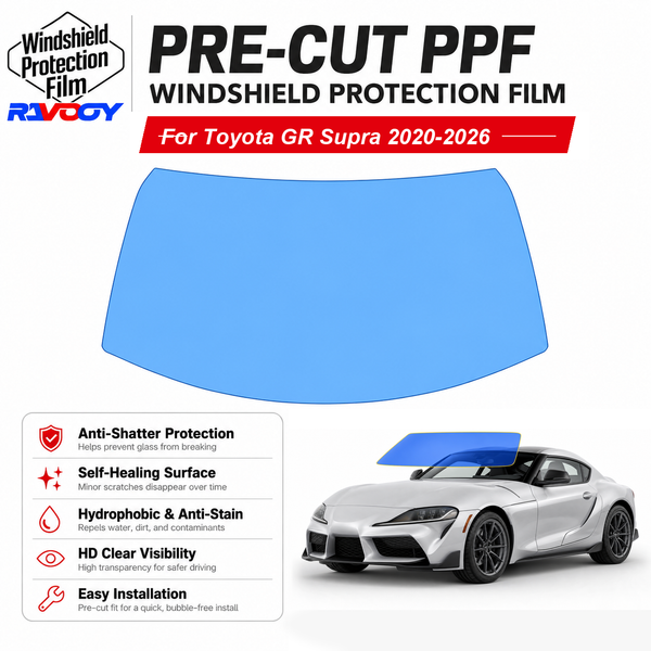 RAVOOY pre-cut front windshield protection film for Toyota GR Supra 2D Cpe 2020-2026