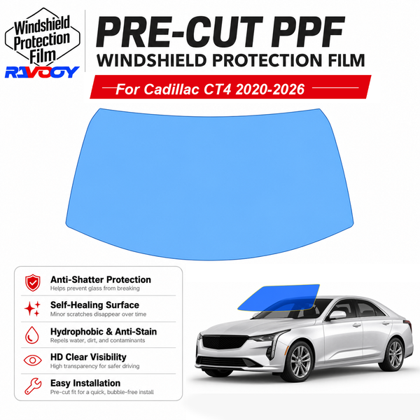 RAVOOY pre-cut front windshield protection film for Cadillac CT4 4D Sdn 2020-2026