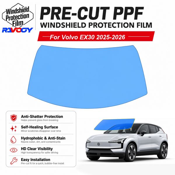 RAVOOY pre-cut front windshield protection film for Volvo EX30 4D SUV 2025-2026