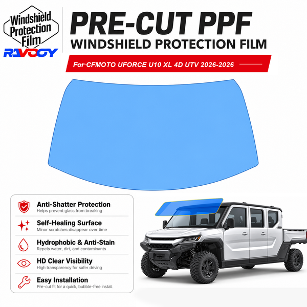 RAVOOY pre-cut front windshield protection film for CFMOTO UFORCE U10 XL 4D UTV 2026-2026