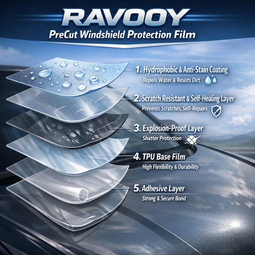 RAVOOY pre-cut windshield film layers